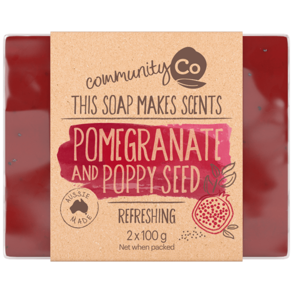 Community Co Pomegranate & Poppyseed Soap 2 x 100g