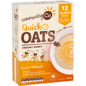 Community Co Quick Oats Honey Flavoured 12 Sachets